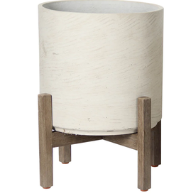 Patio Round Large Standing Pot - White Wash