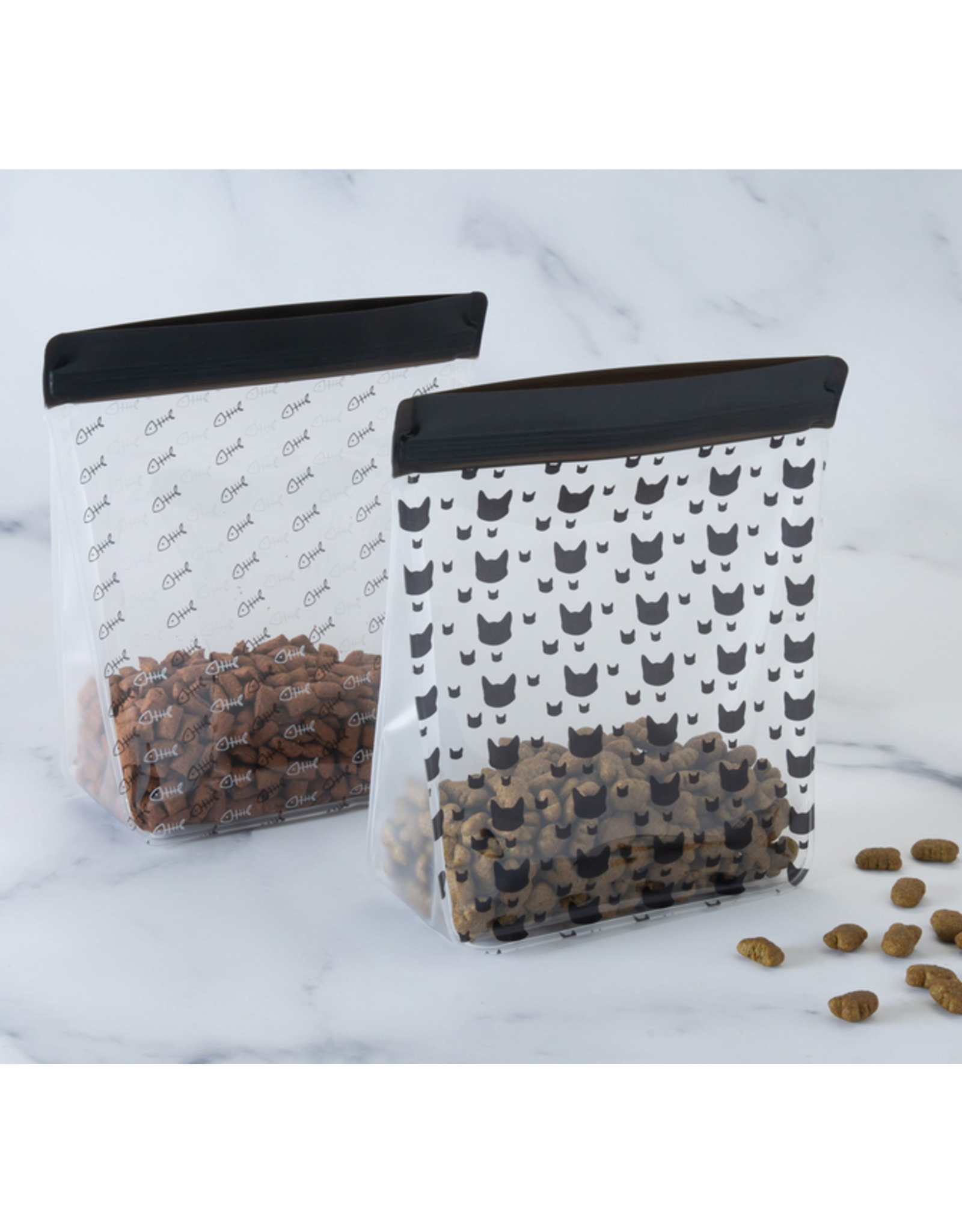 Kitten Standup Reusable Treat Bag - Black/Clear