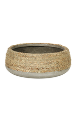 Nature Low Round Grass and Concrete Pot