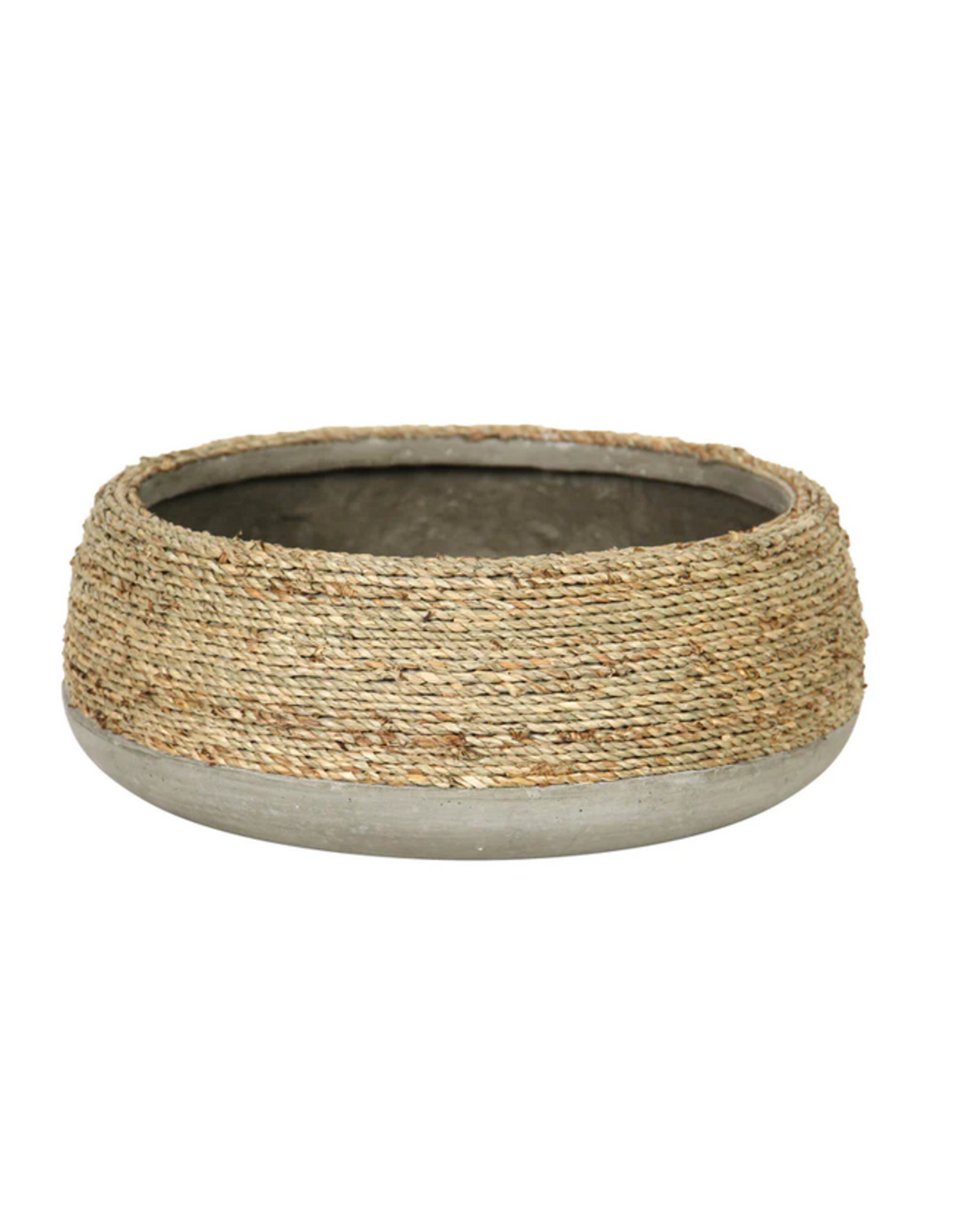 Nature Low Round Grass and Concrete Pot