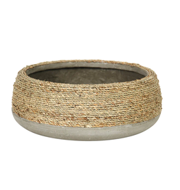 Nature Low Round Grass and Concrete Pot