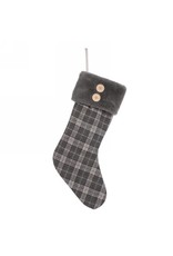 Grey plaid stocking with faux fur