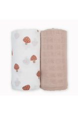 Cotton Muslin Swaddles 2-PK - Mushroom & Sand