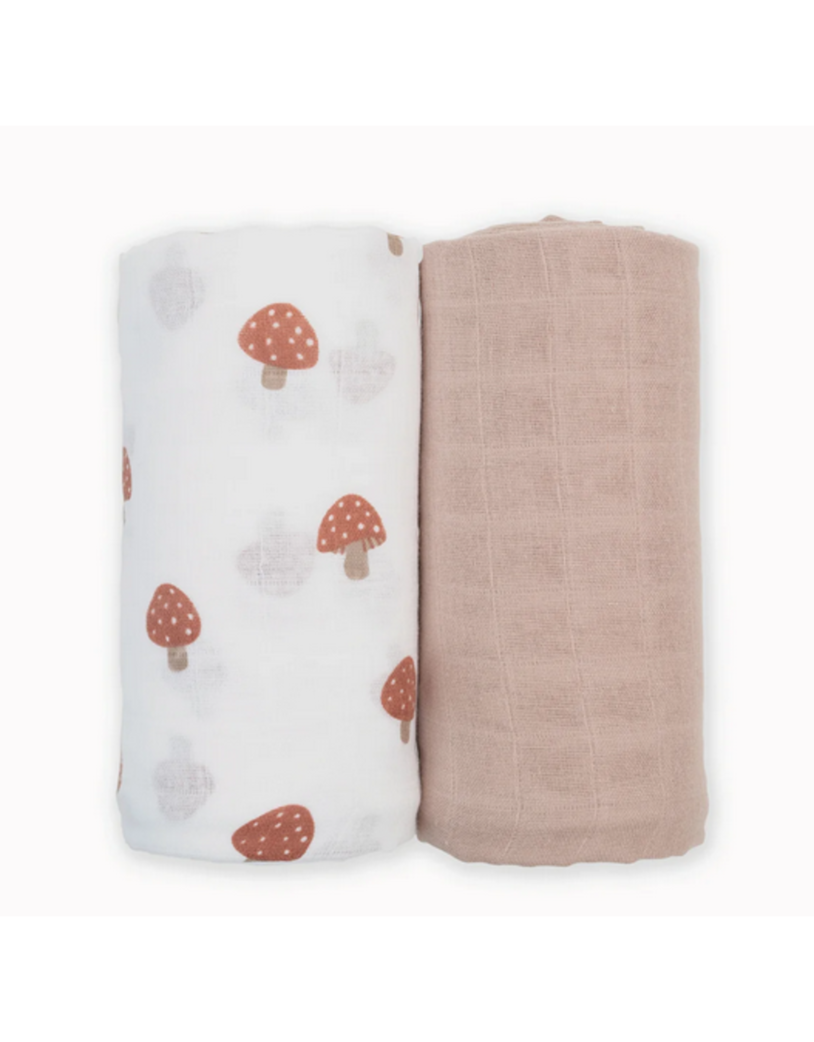 Cotton Muslin Swaddles 2-PK - Mushroom & Sand