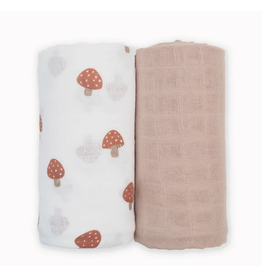 Cotton Muslin Swaddles 2-PK - Mushroom & Sand