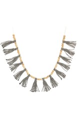 GARLAND TASSEL/WOOD BEAD BK/NAT 4X36