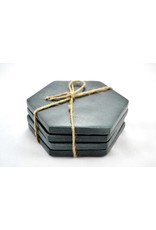 Soap Stone Coasters - black, set of 4