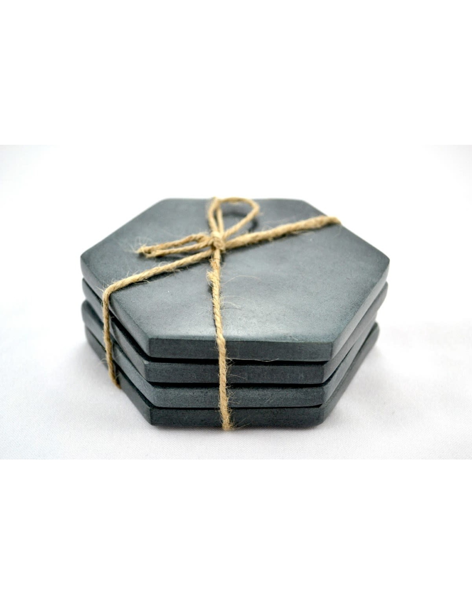 Soap Stone Coasters - black, set of 4