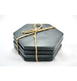 Soap Stone Coasters - black, set of 4