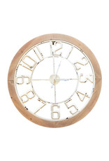 White Metal and Wood Wall Clock