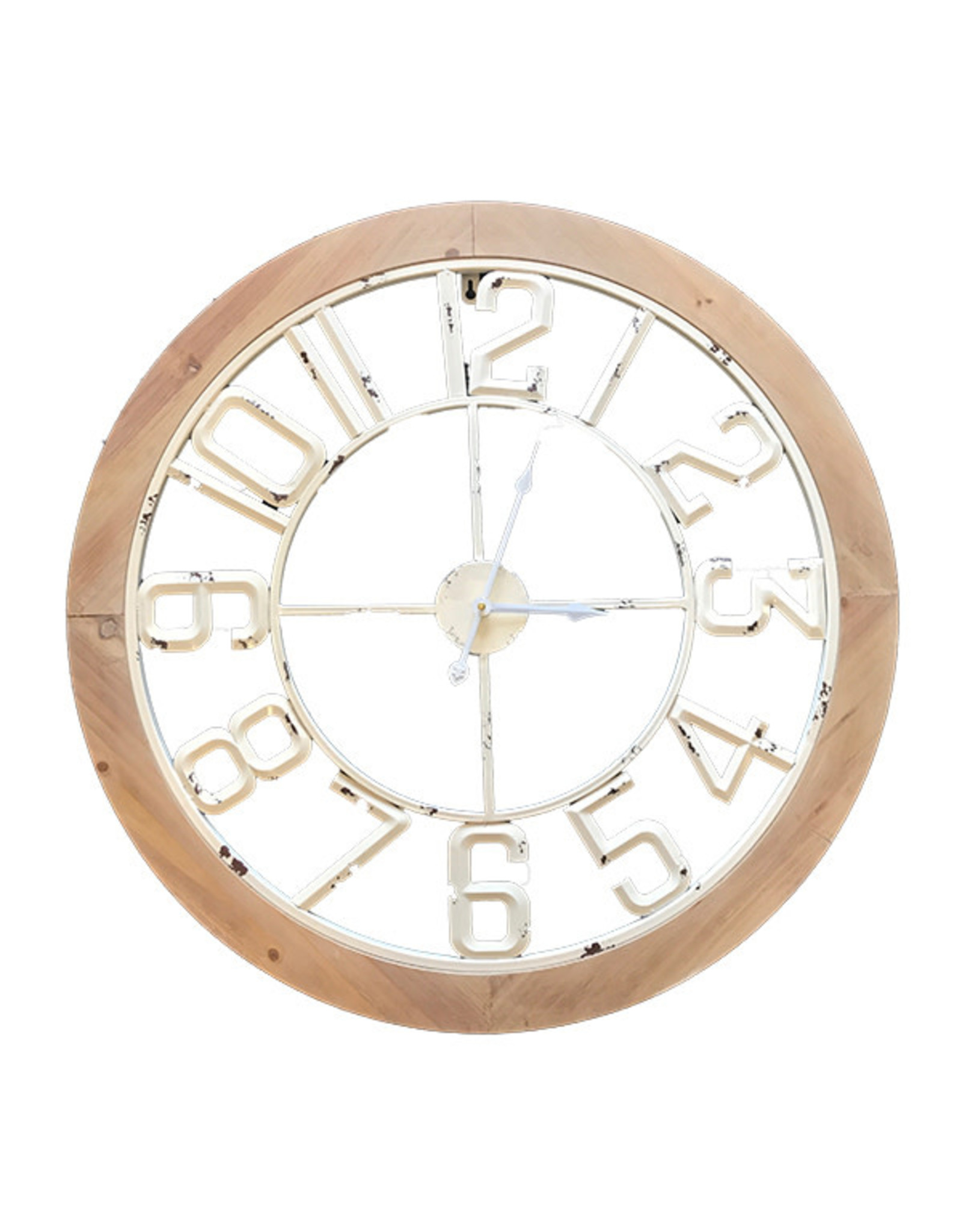 White Metal and Wood Wall Clock