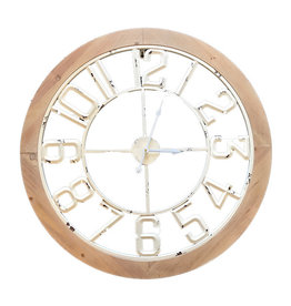 White Metal and Wood Wall Clock