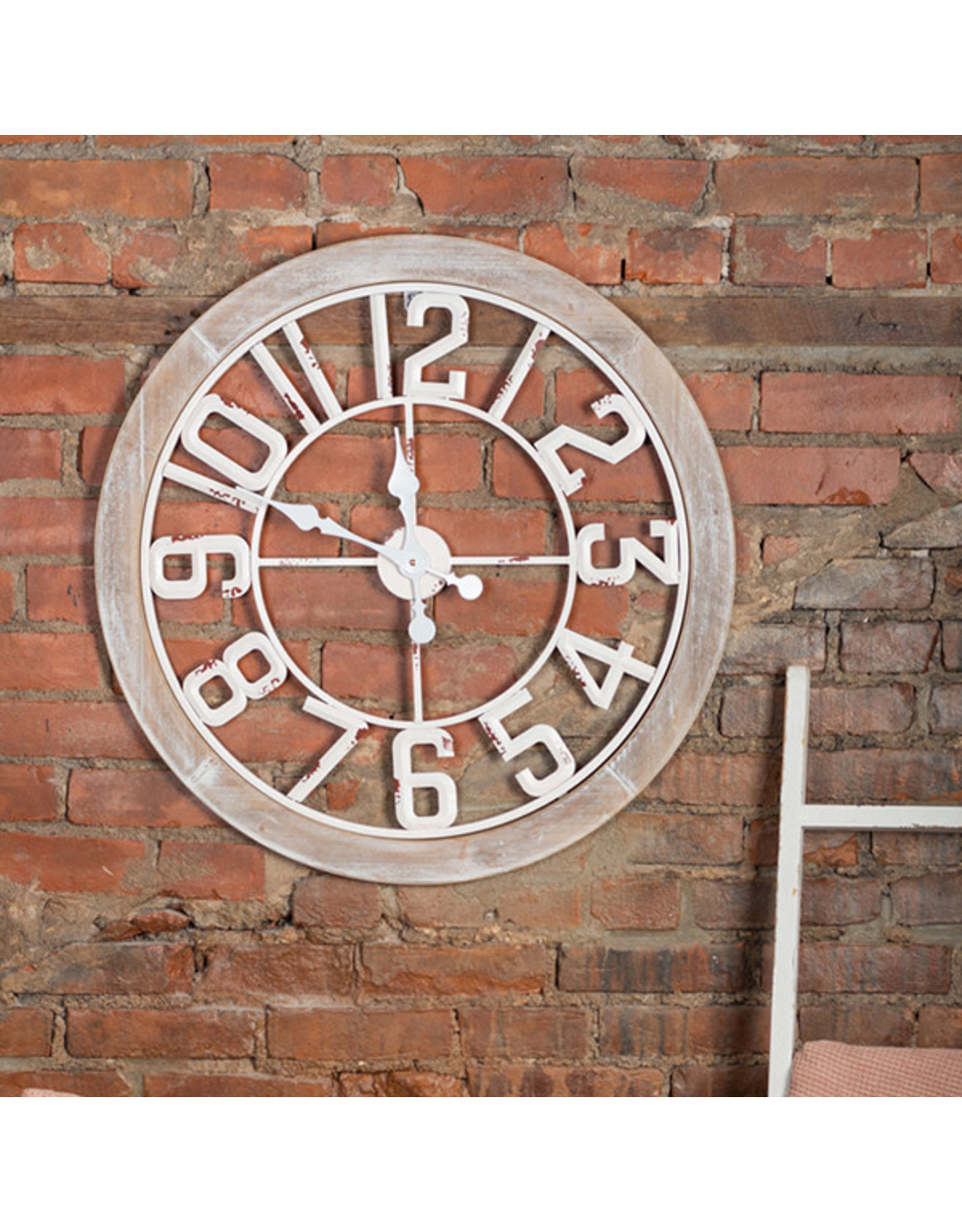White Metal and Wood Wall Clock