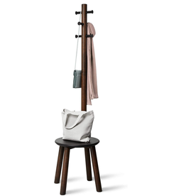 Pillar Stool and Coat Rack - Black Walnut