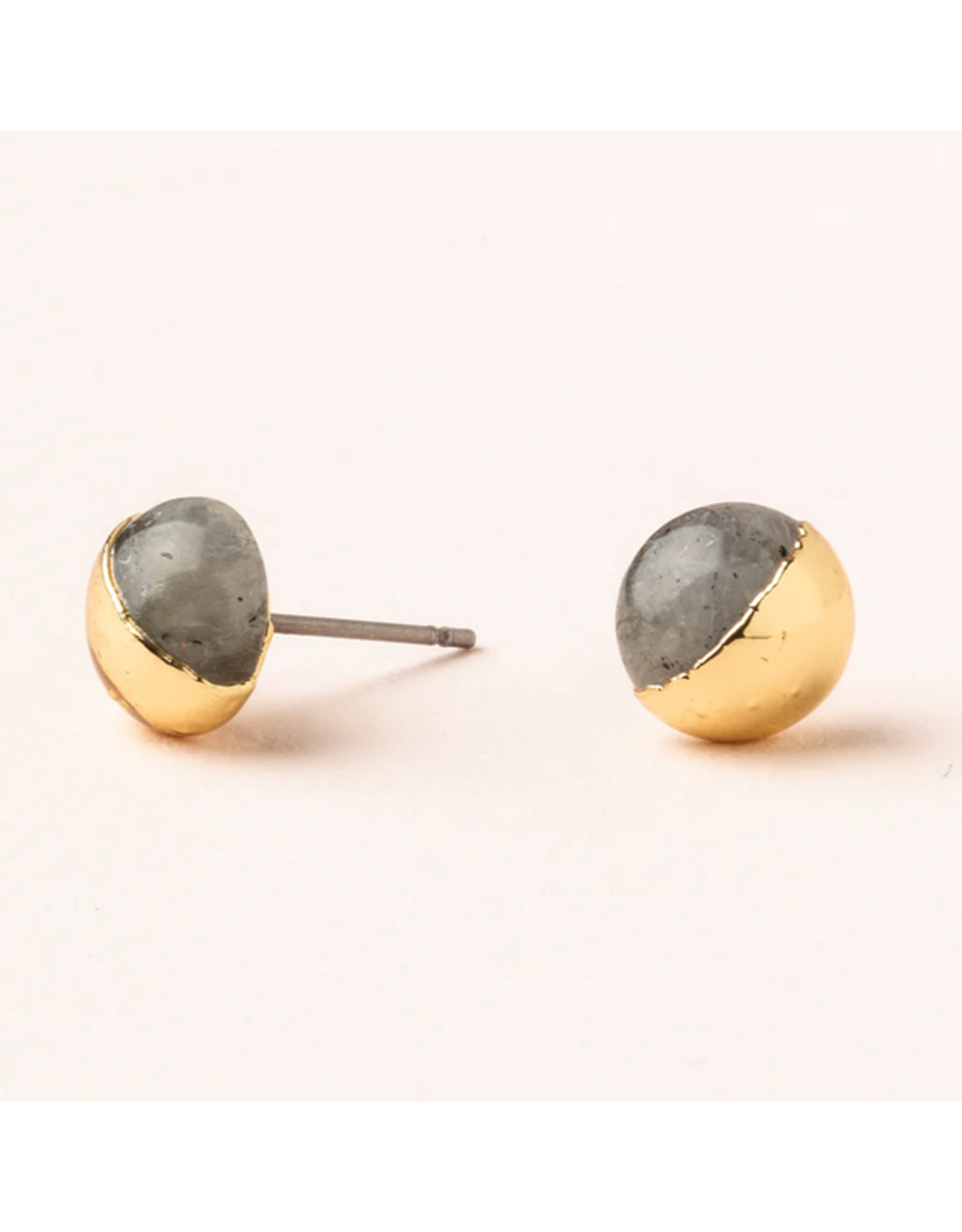 Dipped Stone Stud - Labrodite/Gold