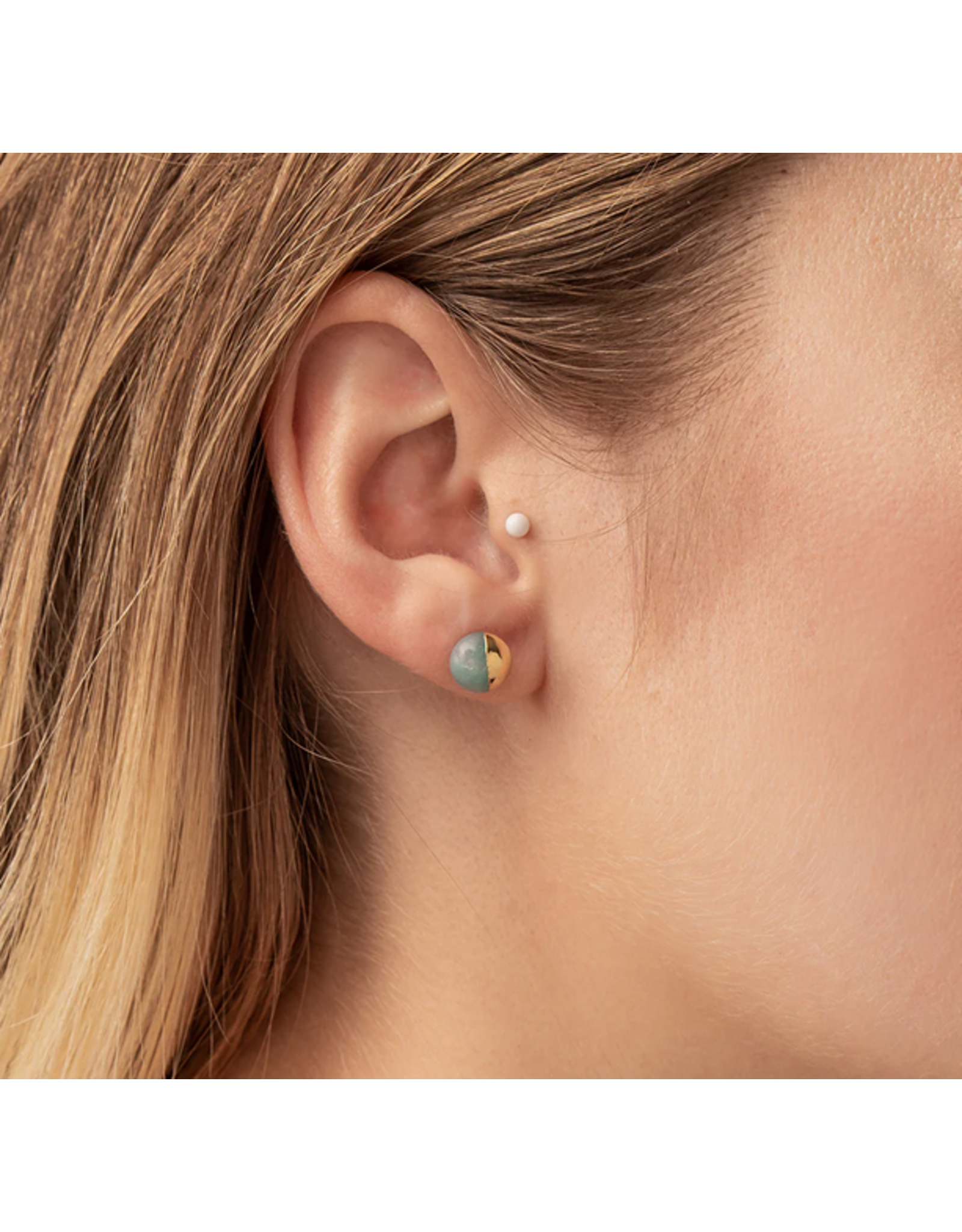 Dipped Stone Stud - Labrodite/Gold