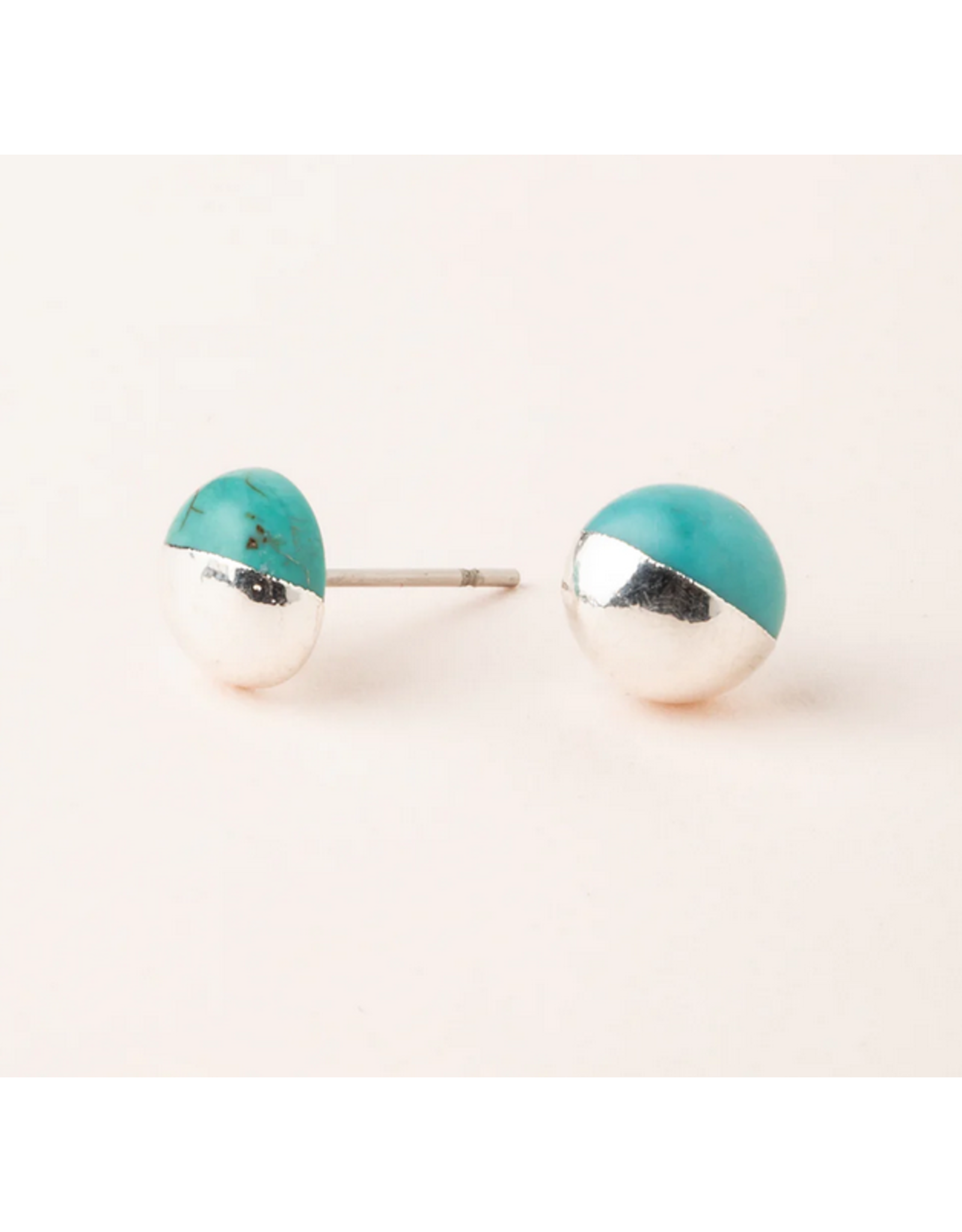 Dipped Stone Stud - Turquoise / Silver