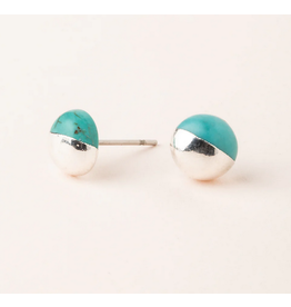 Dipped Stone Stud - Turquoise / Silver