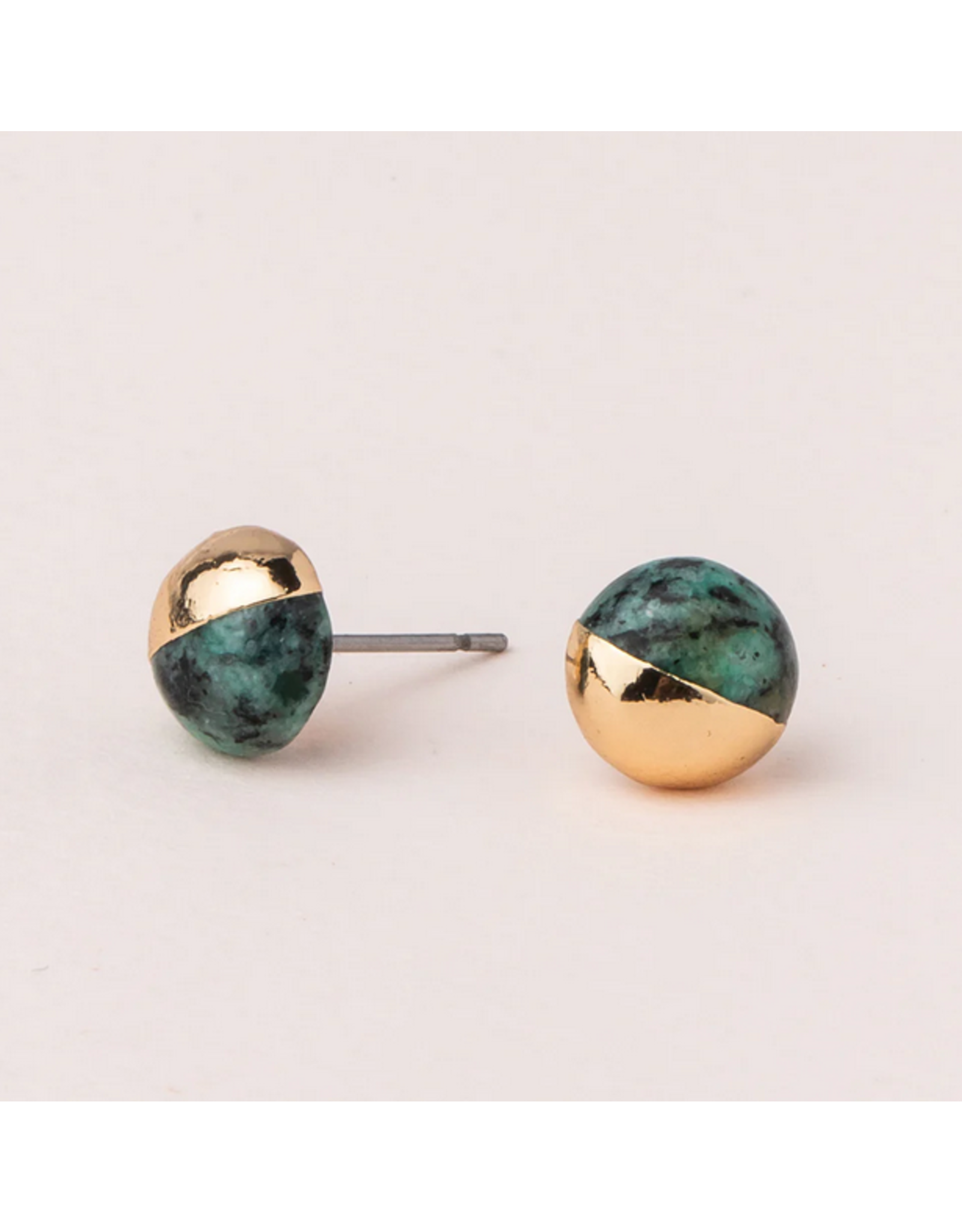 Dipped Stone Stud - African Turquoise/Gold