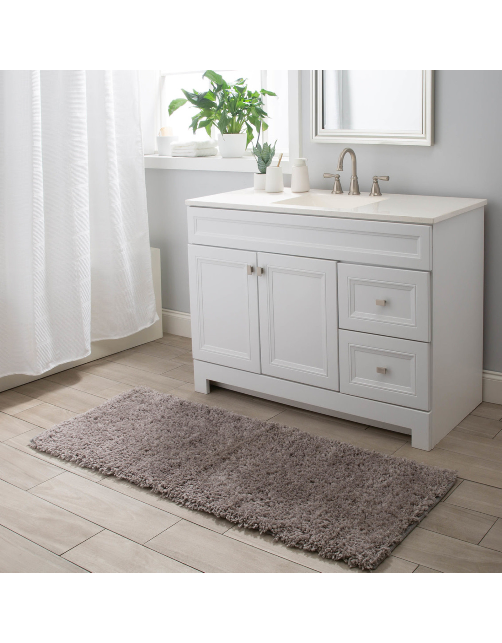 Plush Bath Mat - Grey 20"x64"