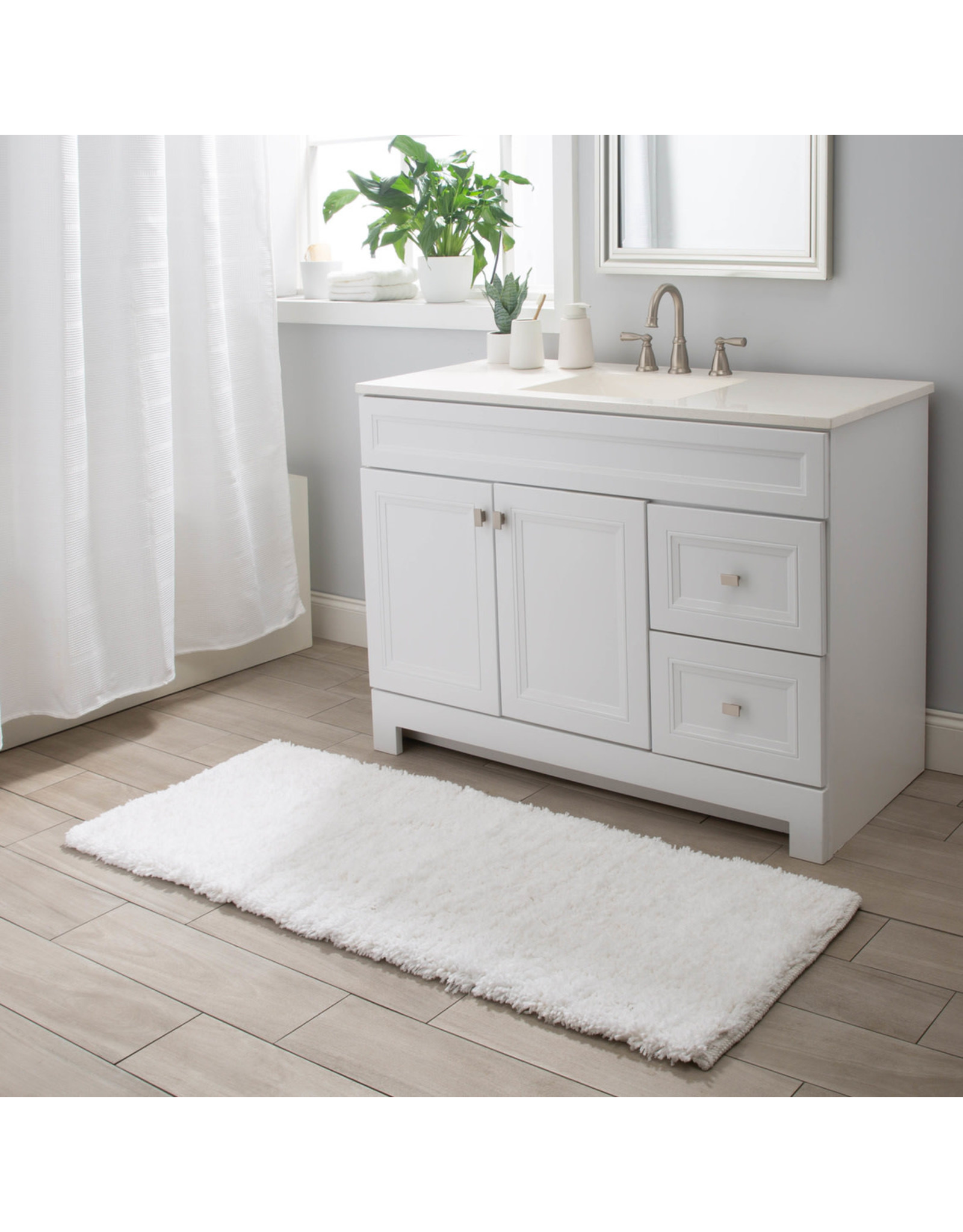 Plush Bath Mat - White 20"x64"