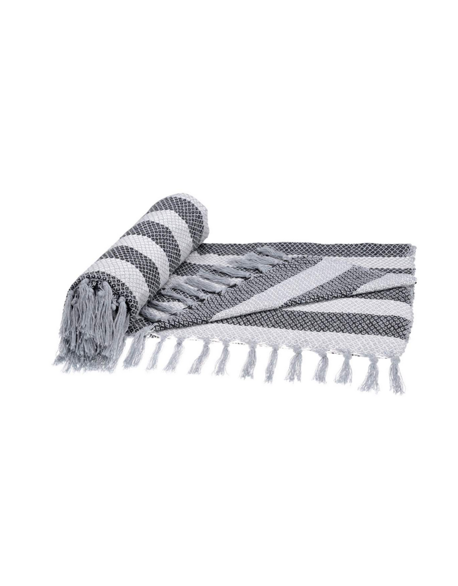 Grey/Blue Cotton Throw 50"x60"