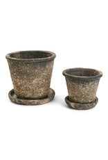 Textured planter with saucer- Small