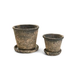 Textured planter with saucer- Small