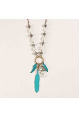 Necklace Feather Turquoise