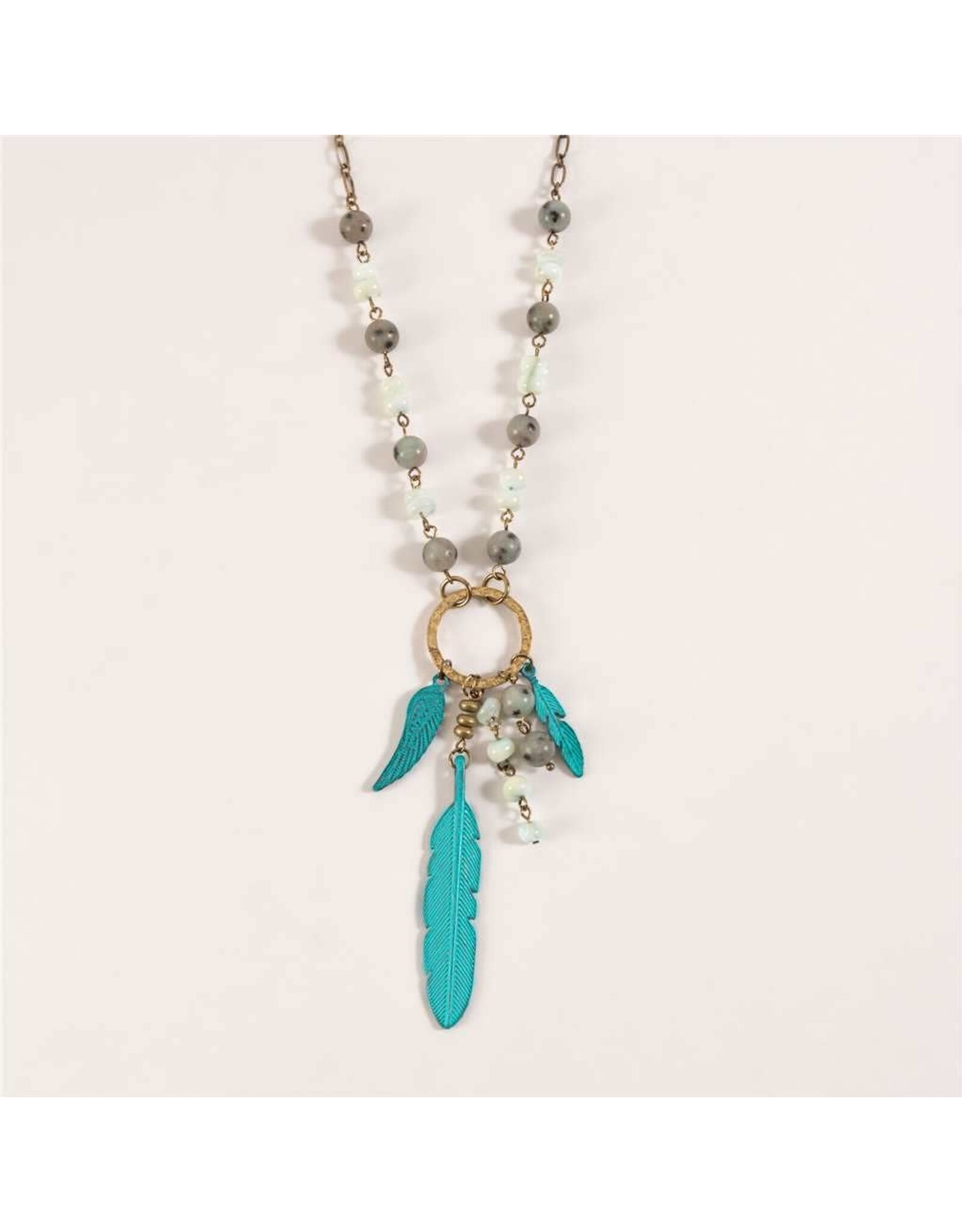 Necklace Feather Turquoise
