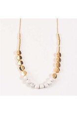 Necklace with white and Gold Beads