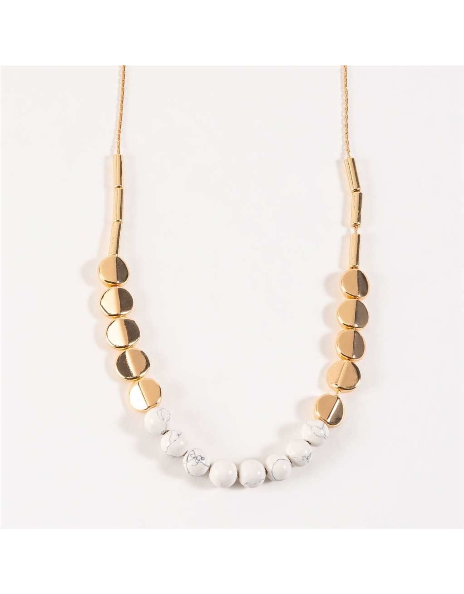 Necklace with white and Gold Beads