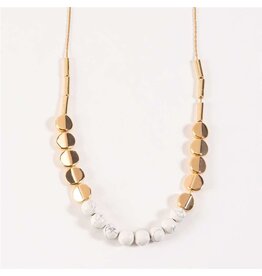 Necklace with white and Gold Beads