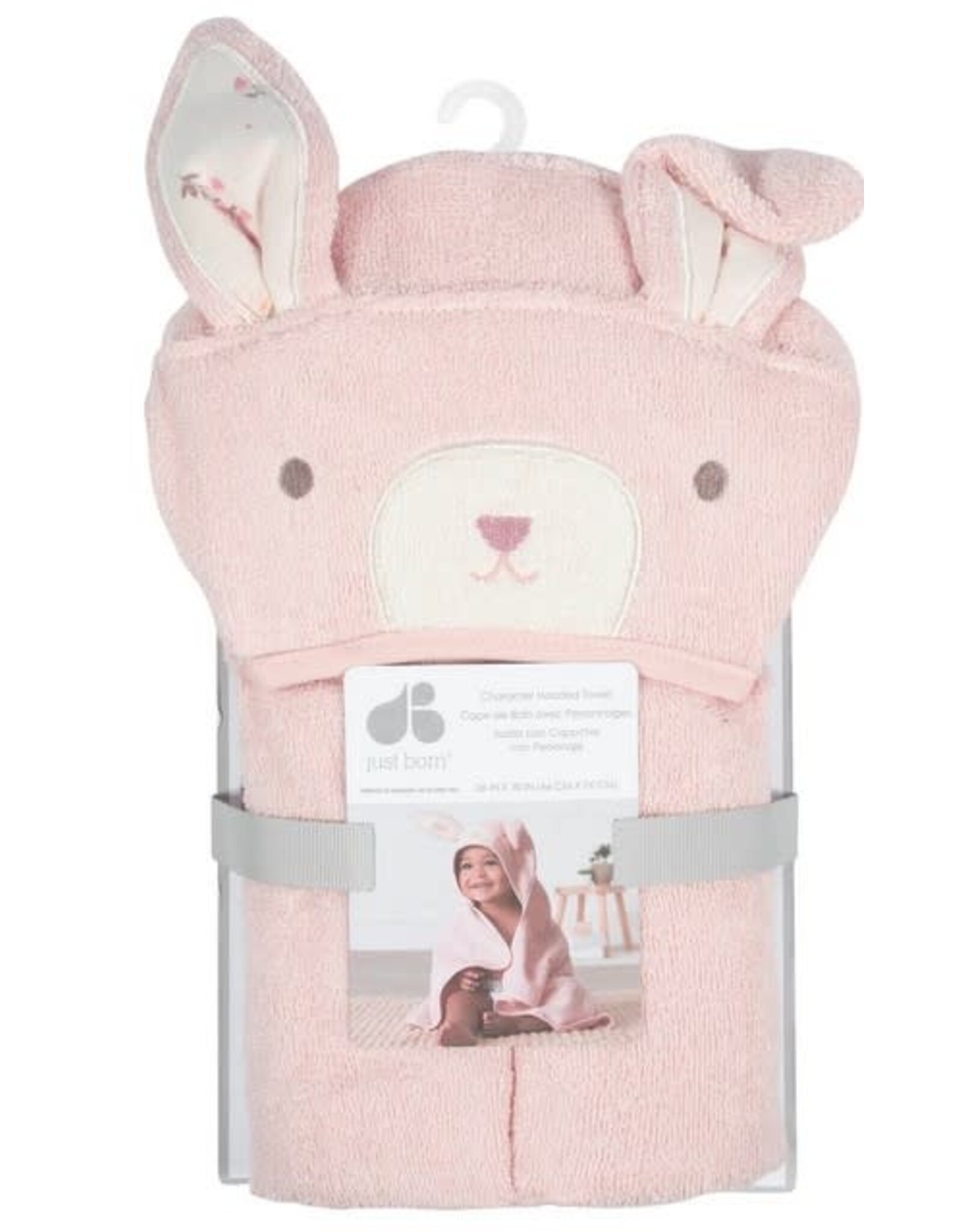 Just Born Baby Girls Vintage Floral Bunny Bath Wrap