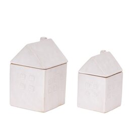 House Canisters Set of 2 White
