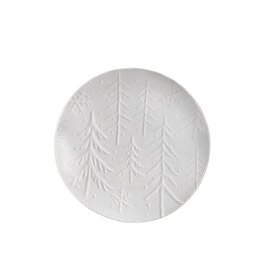 Winter Forest Serving Platter Round Light Stone