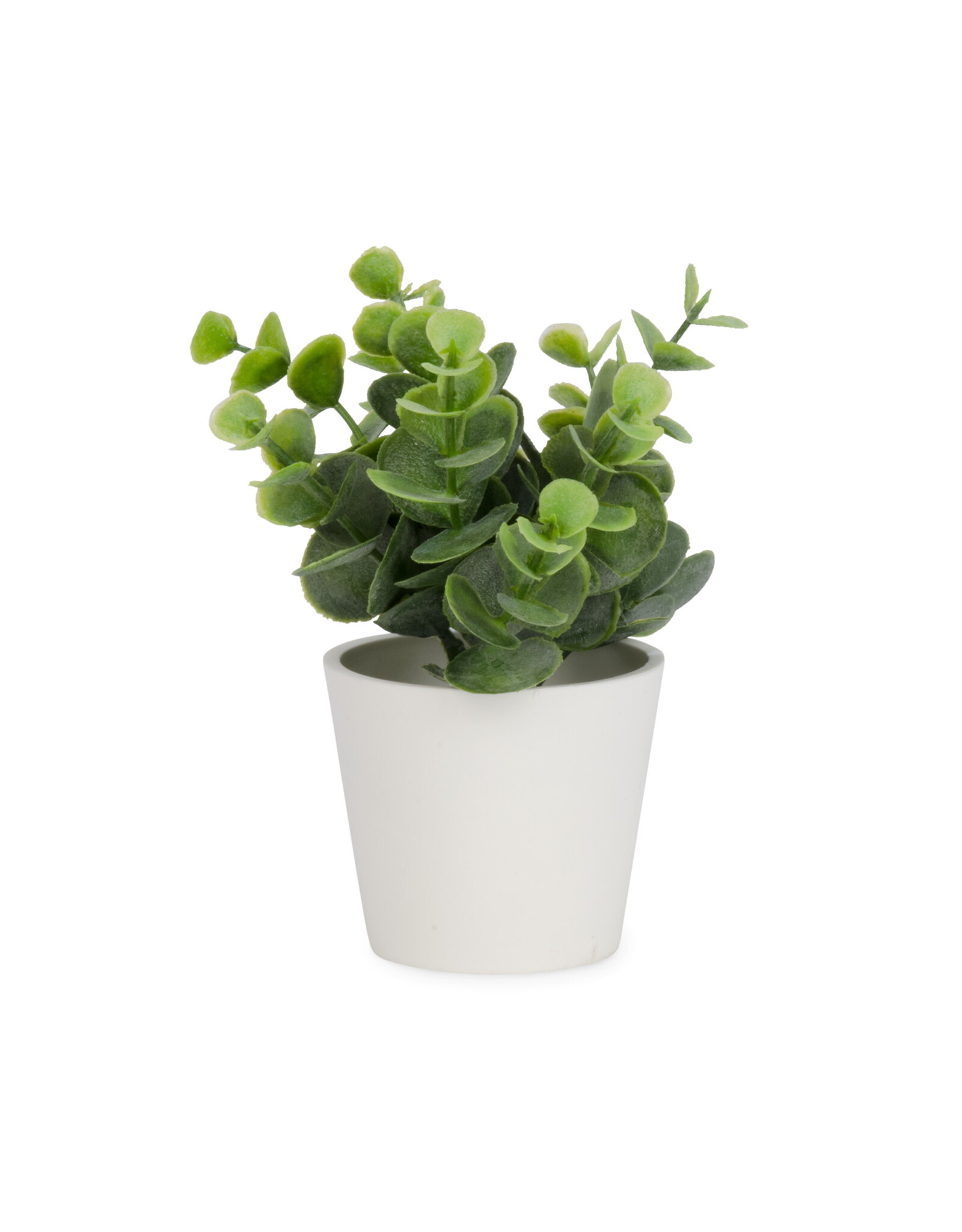 Small artificial plant in white pot