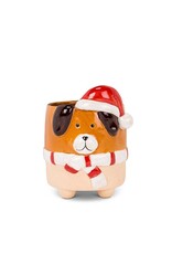 Large Dog w/Santa Hat Planter - 6"
