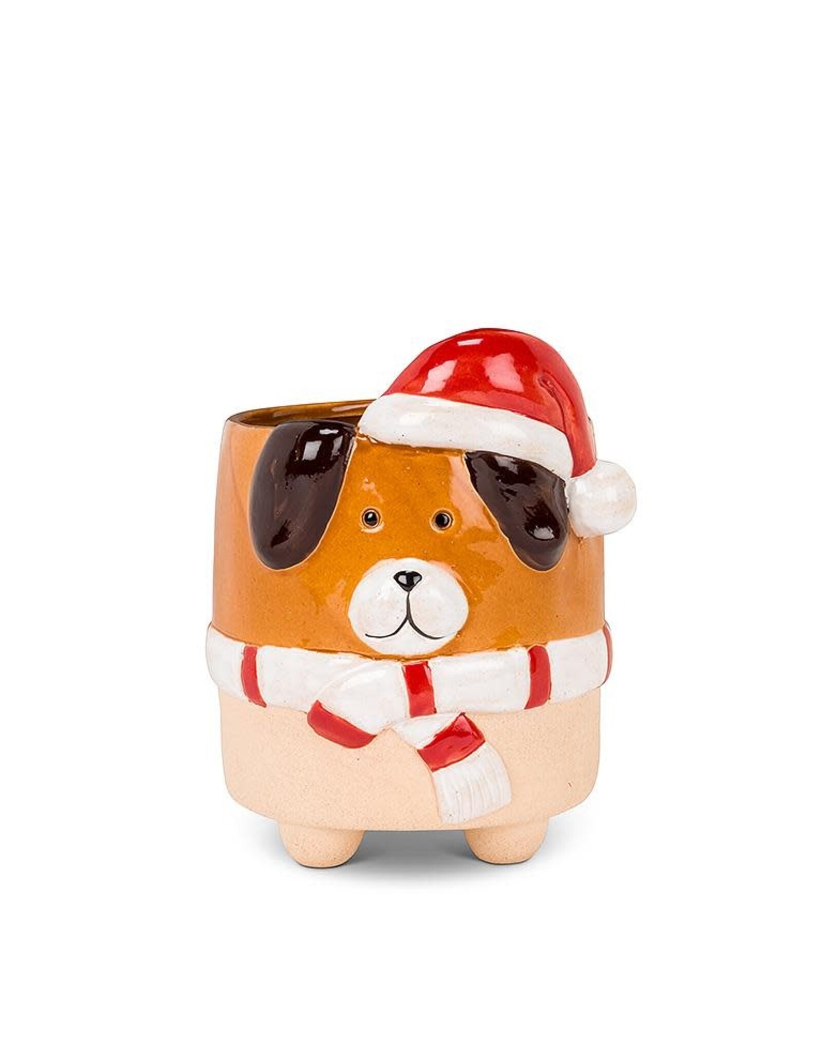 Large Dog w/Santa Hat Planter - 6"