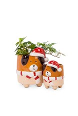 Large Dog w/Santa Hat Planter - 6"
