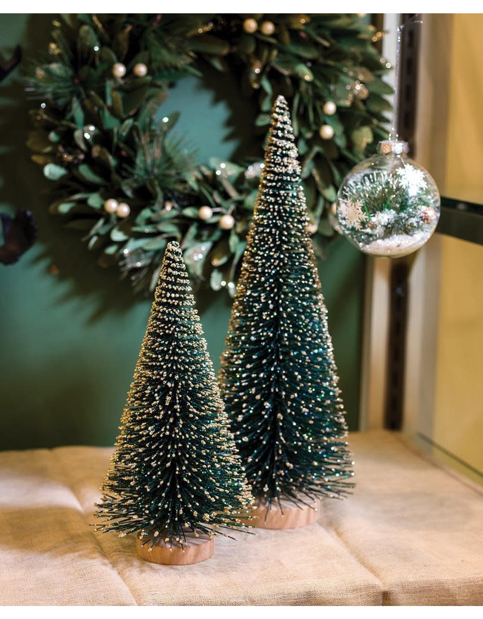Emerald Glitter Brush Tree - large