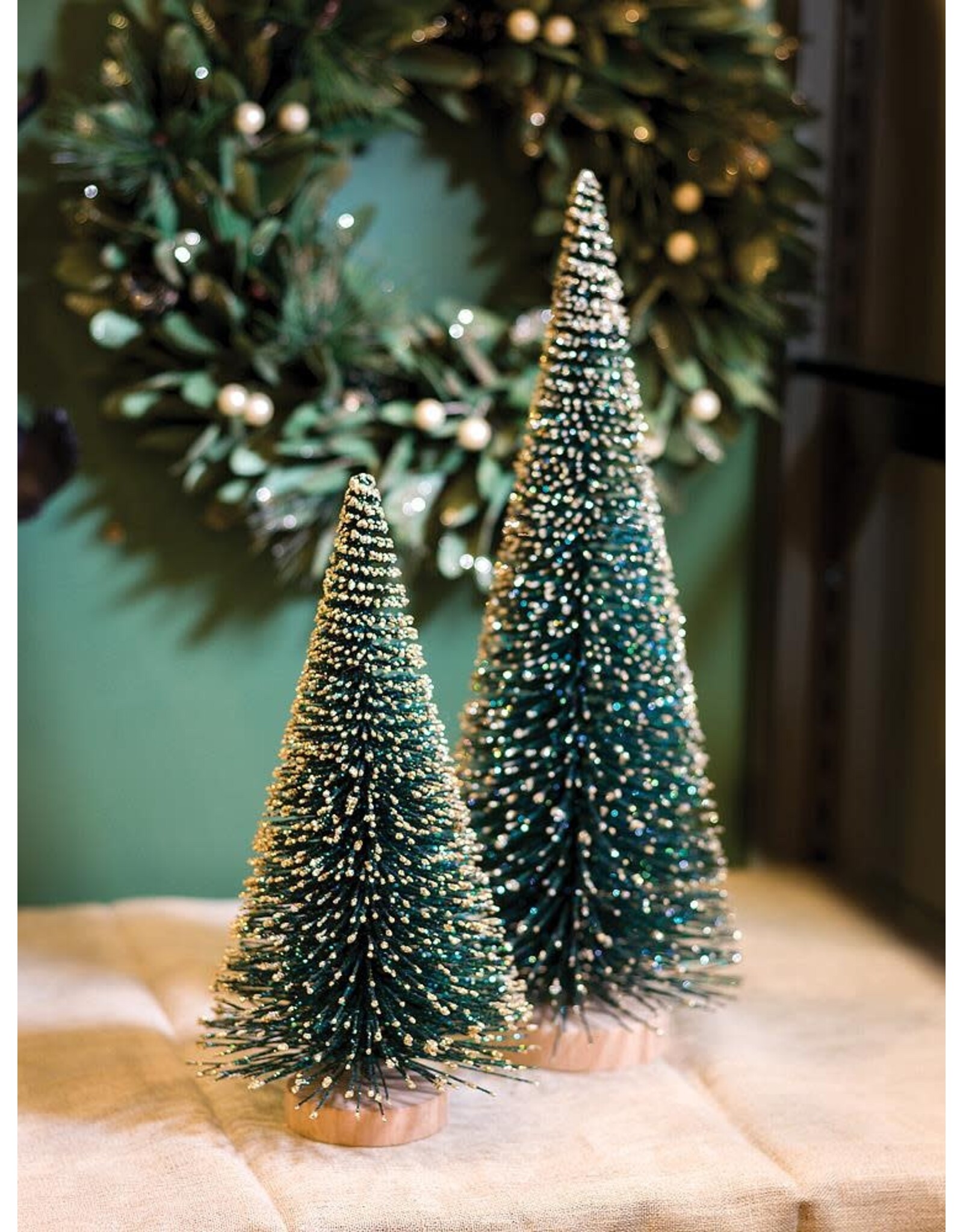 Emerald Glitter Brush Tree - large