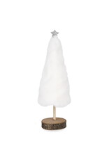 White Faux Fur Tree on a Log