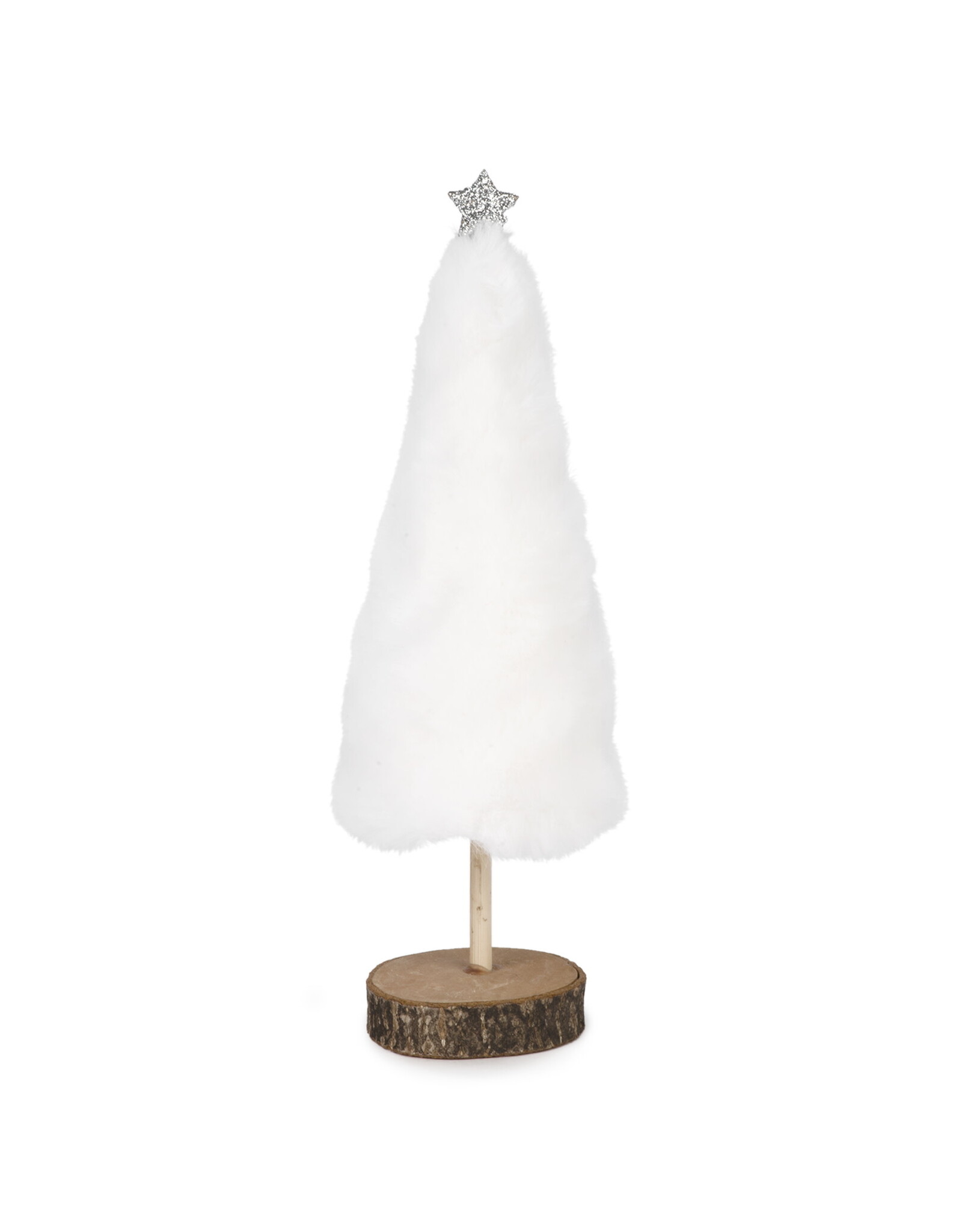 White Faux Fur Tree on a Log