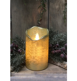 3"x6" Gold Finish Moving Flame Pillar