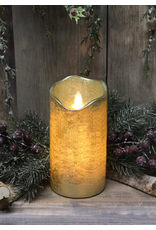 3"x8" Gold Finish Moving Flame Pillar