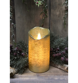 3"x8" Gold Finish Moving Flame Pillar