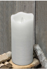 3"x8" White Rustic Moving Flame Pillar