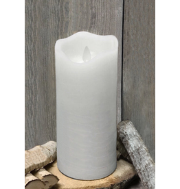 3"x8" White Rustic Moving Flame Pillar