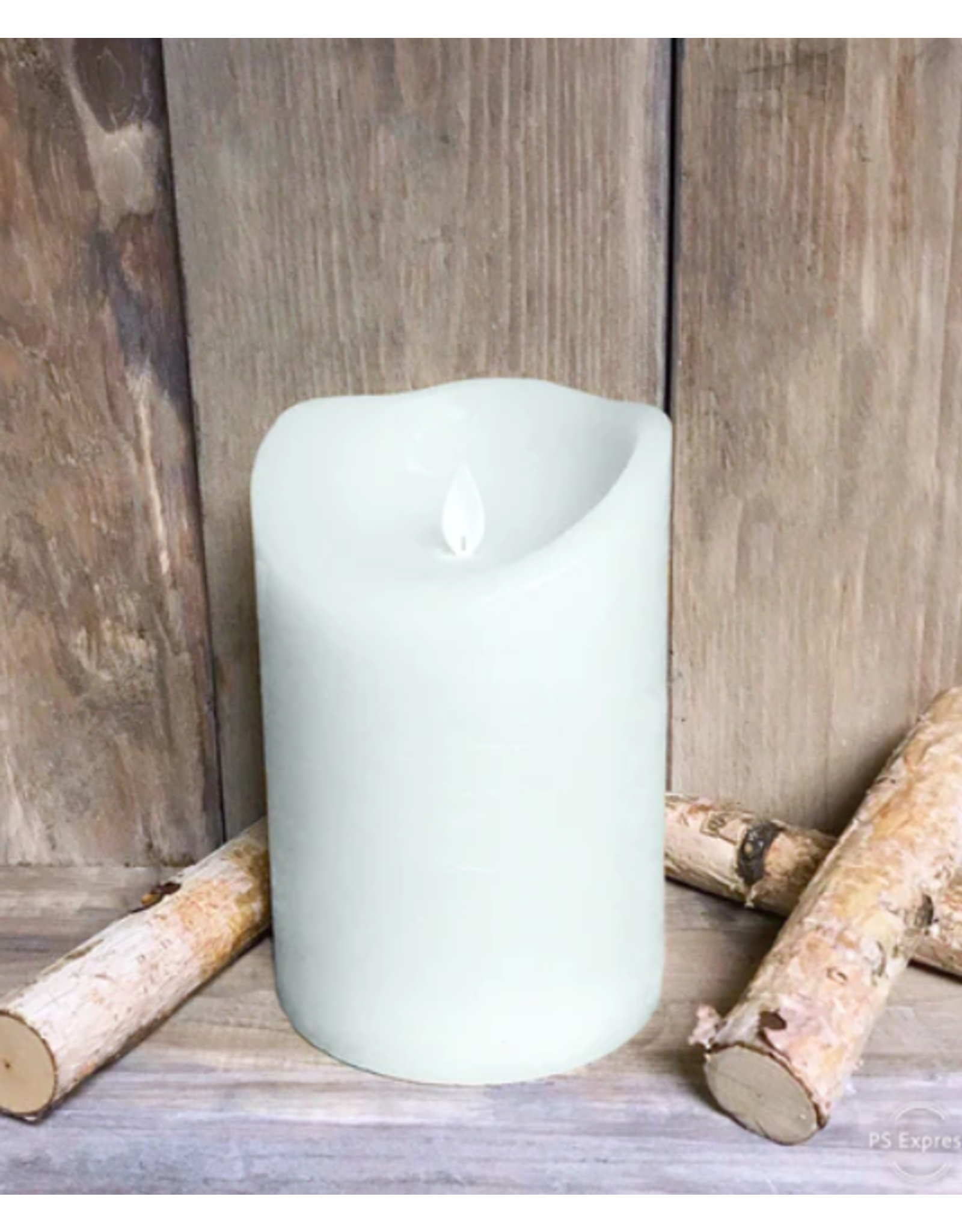 4"x6" White Rustic Finish Moving Flame Pillar